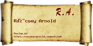 Récsey Arnold névjegykártya