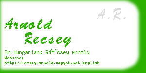 arnold recsey business card